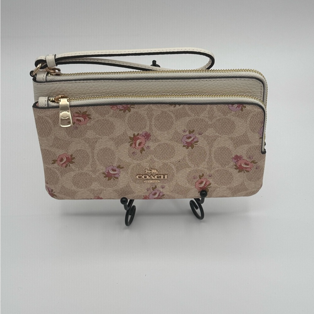 Coach Floral Double Zip Wristlet